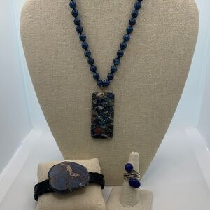 Artisan Blue Stone Necklace Set